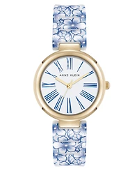 Anne Klein Women's Quartz Flower Pattern Ceramic Bracelet Watch