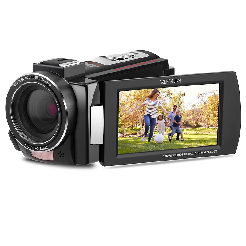 Minolta MN4K25NV 4K Ultra Hd 30MP 3" Touchscreen Camcorder with Night Vision, Black