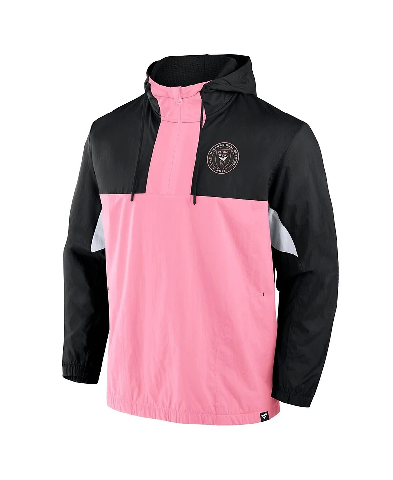 Fanatics Men's Black Inter Miami Cf Free Kick Woven Quarter-Zip Hoodie Jacket
