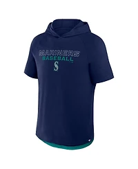 Fanatics Men's Navy Seattle Mariners Clubhouse Optimal Play Raglan Short Sleeve Pullover Hoodie