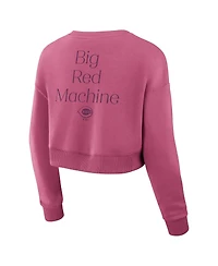 Fanatics Women's Pink Cincinnati Reds Relax Studio Cropped Pullover Sweatshirt