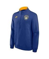 Nike Men's Royal Milwaukee Brewers Cooperstown Collection Fleece Half-Zip Pullover Sweatshirt