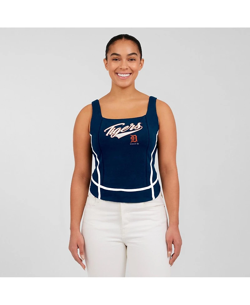 Wear By Erin Andrews Women's Navy Detroit Tigers Square Neck Tank Top