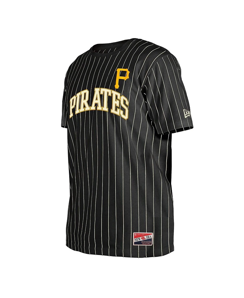 New Era Men's Black Pittsburgh Pirates Throwback Pinstripe T-Shirt