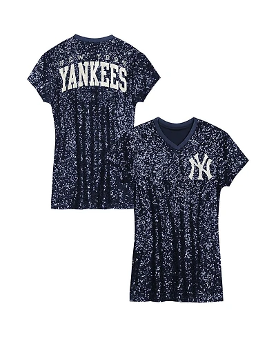 Outerstuff Girls Preschool Navy New York Yankees Sequin V-Neck Dress