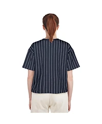 New Era Women's Navy Houston Astros 2025 City Connect Boxy Pinstripe T-Shirt