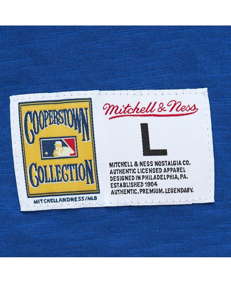 Mitchell & Ness Men's Royal Atlanta Braves Cooperstown Collection Legendary Raglan Slub Henley 3/4-Sleeve T-Shirt