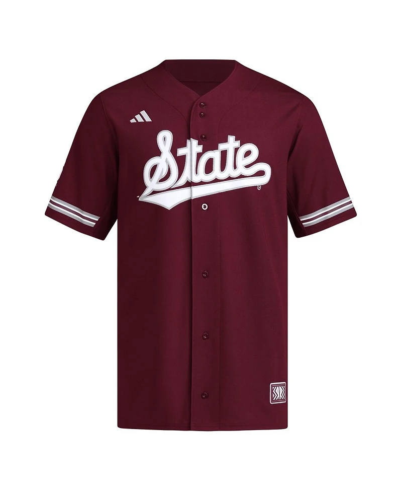 Adidas Men's Maroon Mississippi State Bulldogs Reversible Retro Full-Button Baseball Jersey