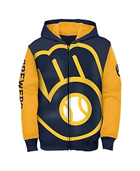 Outerstuff Toddler Navy Milwaukee Brewers Postcard Full-Zip Hoodie