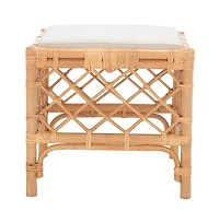 Larroux Rattan Ottoman W/ Cush