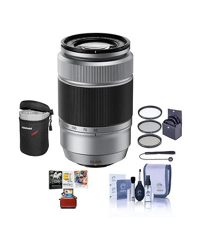 Fujifilm Xc 50-230mm f/4.5-6.7 Ois Ii Lens, Silver, Bundle with 58mm Filter Kit and Mac Software Kit