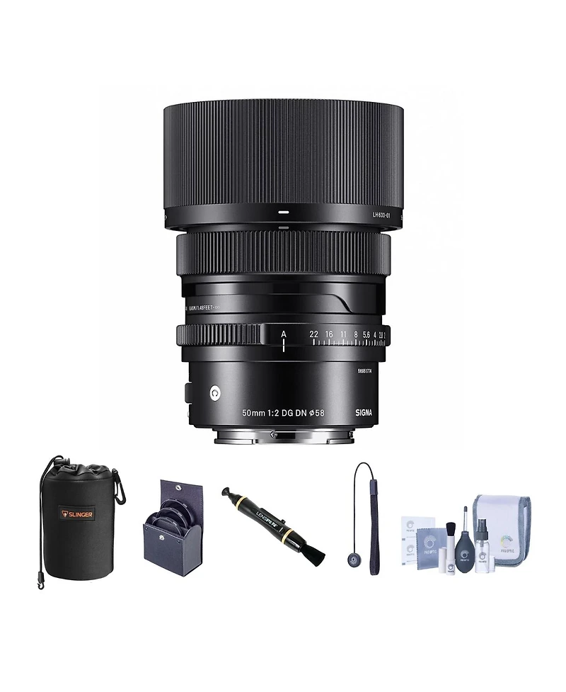 Sigma 50mm f/2.0 Dg Dn Contemporary Lens for Sony E Bundle with 58mm Filter Kit, Lens Pouch, Lens Cleaner, Cleaning Kit, Lens Cap Tether