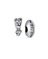 Bling Jewelry Set of 2 Usa Rugby Sports & School Spirit Cheerleader Charm Bead Sterling Silver