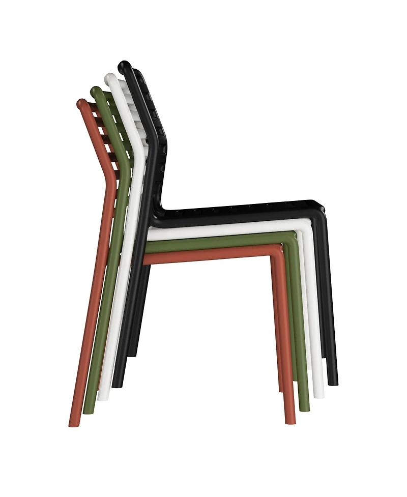 Outdoor Stackable Polypropylene Plastic Resin Dining Side Chairs (Set of 2)