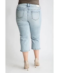 Slink Jeans Plus Denim Mid Rise Straight Crop with Slit 22.5" inseam