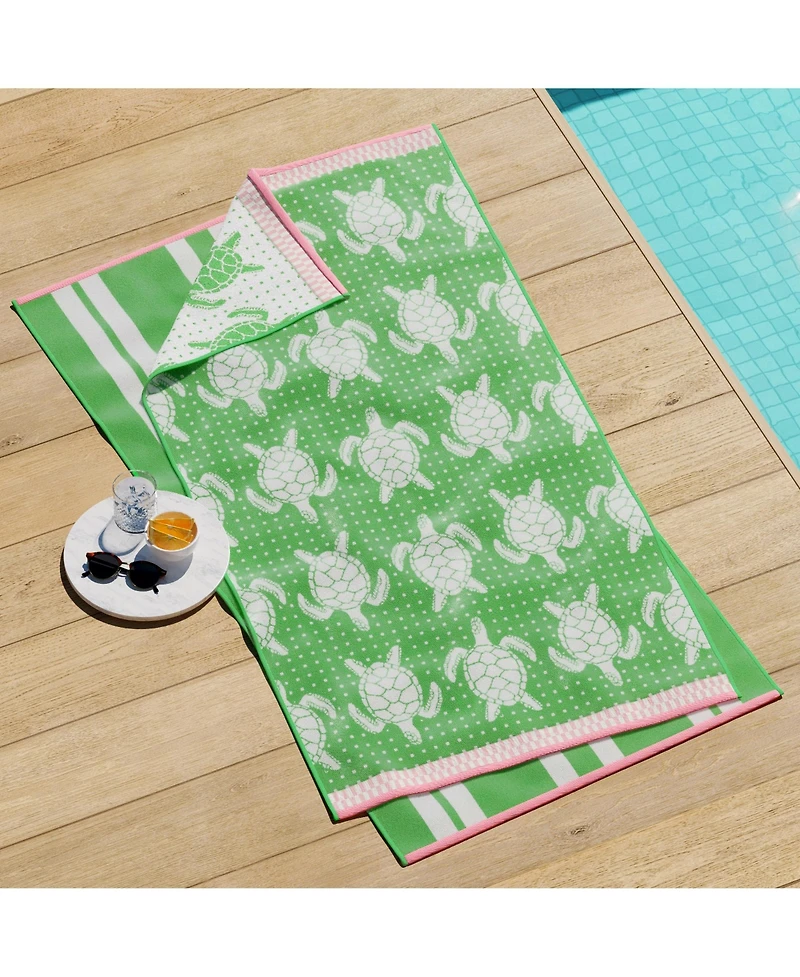 Linery & Co. 100% Cotton Jacquard 2 Pack Summer Beach Towels, 30" x 60"