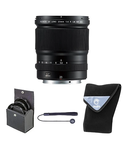 Fujifilm Gf 23mm f/4 R Lm Wr Lens, Bundle with 82mm Digital Essentials Filter Kit and 19x19" Lens Wrap