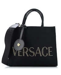 Pre-Owned Versace Medium La Medusa Tote Studded Canvas