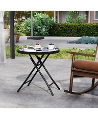 Folding Side Table Patio Round Compact Coffee