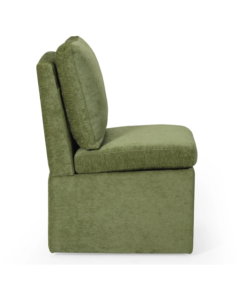 Modern Upholstered Chenille Armless Dining Chairs With Casters (Set of