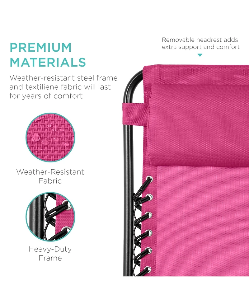 Best Choice Products Set of 2 Zero Gravity Lounge Chair Recliners for Patio