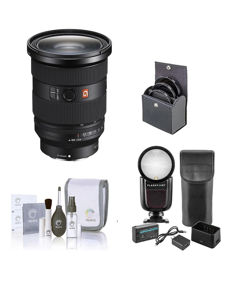 Sony Fe 24-70mm f/2.8 Gm Ii Lens, Bundle with Flashpoint Zoom Li-on X R2 Ttl Flash, 82mm Filter Kit, Cleaning Kit