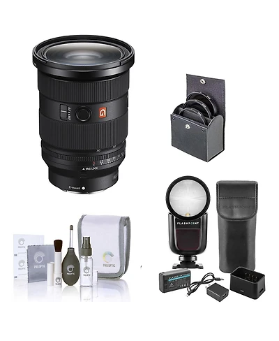 Sony Fe 24-70mm f/2.8 Gm Ii Lens, Bundle with Flashpoint Zoom Li-on X R2 Ttl Flash, 82mm Filter Kit, Cleaning Kit