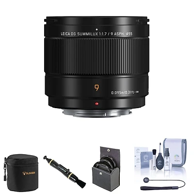 Panasonic Lumix G Leica Dg Summilux 9mm f/1.7 Aspherical Lens for Micro Four Thirds Bundle with 55mm Filter Kit, Lens Case, Lens Cleaner, Cleaning Kit