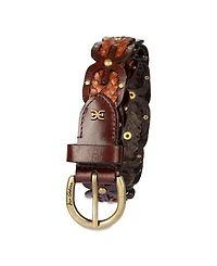 Sam Edelman Women's Western Double-e Link Braided Leather Belt