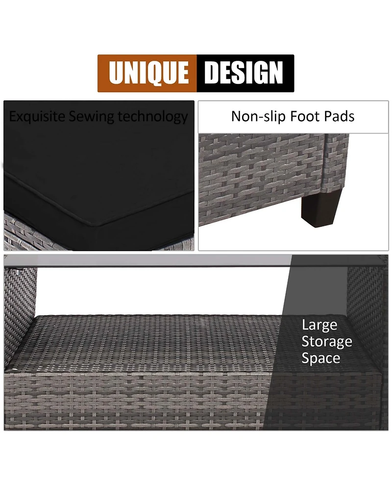 Gymax Set of 4 Rattan Furniture Set Sofa Ottoman Cushion Garden Deck Patio