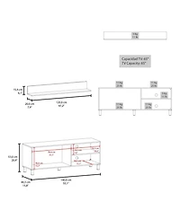 Bitter Springs Tv Stand 65" in melamine with Open Storage,pneumatic arms and 1 Door, White