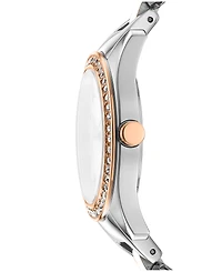 Dkny Women's Astoria Midi Glitz Silver Dial Rose Gold-Two-Tone Stainless Steel Bracelet Watch 33mm