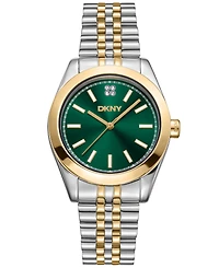 Dkny Women's Nolita Midi Dark Green Dial Gold-Two-Tone Stainless Steel Bracelet Watch 32mm