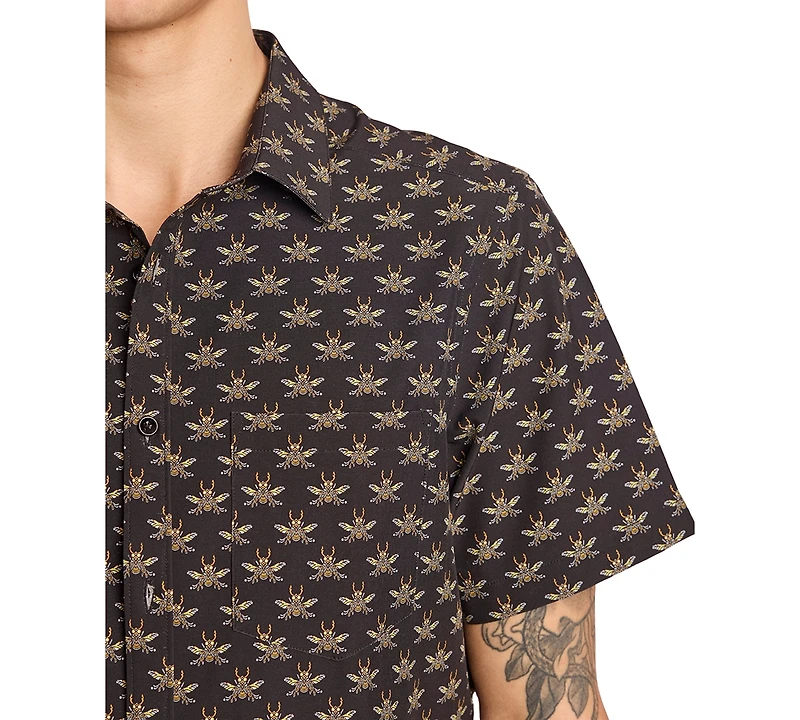 Paisley & Gray Men's Gilby Slim Fit Short Sleeve Printed Button-Front Swim Shirt