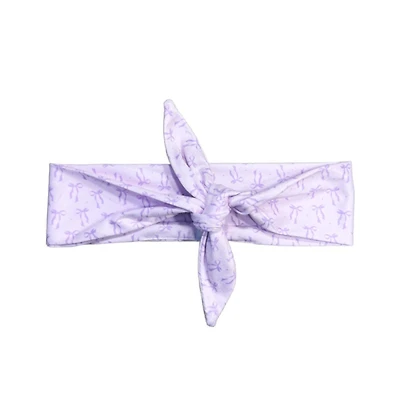 Ultra Soft Knotted Headband - Purple Bows
