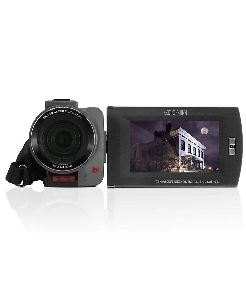 Minolta MN4K30NV 4K Ultra Hd 30MP 3" Touchscreen Night Vision Camcorder with 4.88mm f/2.2 Lens, Gunmetal