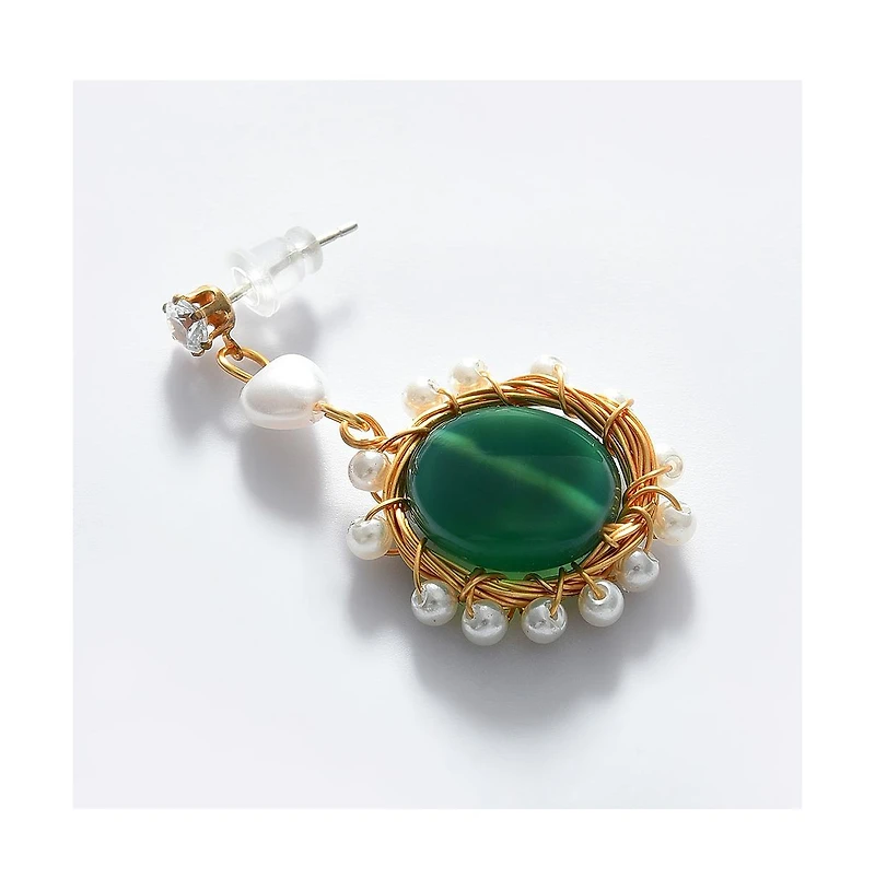 Sohi Women's Cluster Stone Drop Earrings