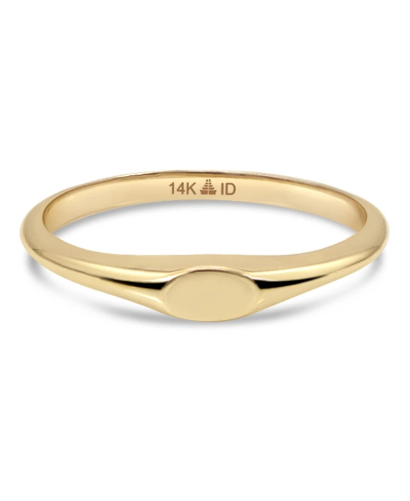 Devata Signet Ring in 14K Gold, Size 7, approx. 1.6 grams.