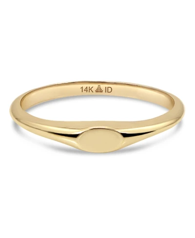 Devata Signet Ring in 14K Gold, Size 7, approx. 1.6 grams.