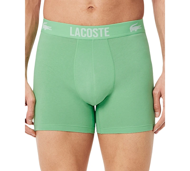 Lacoste Men's 3-Pk. Regular-Fit Stretch Logo-Waistband 5" Boxer Briefs