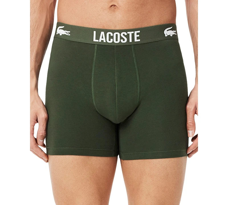 Lacoste Men's 3-Pk. Regular-Fit Stretch Logo-Waistband 5" Boxer Briefs
