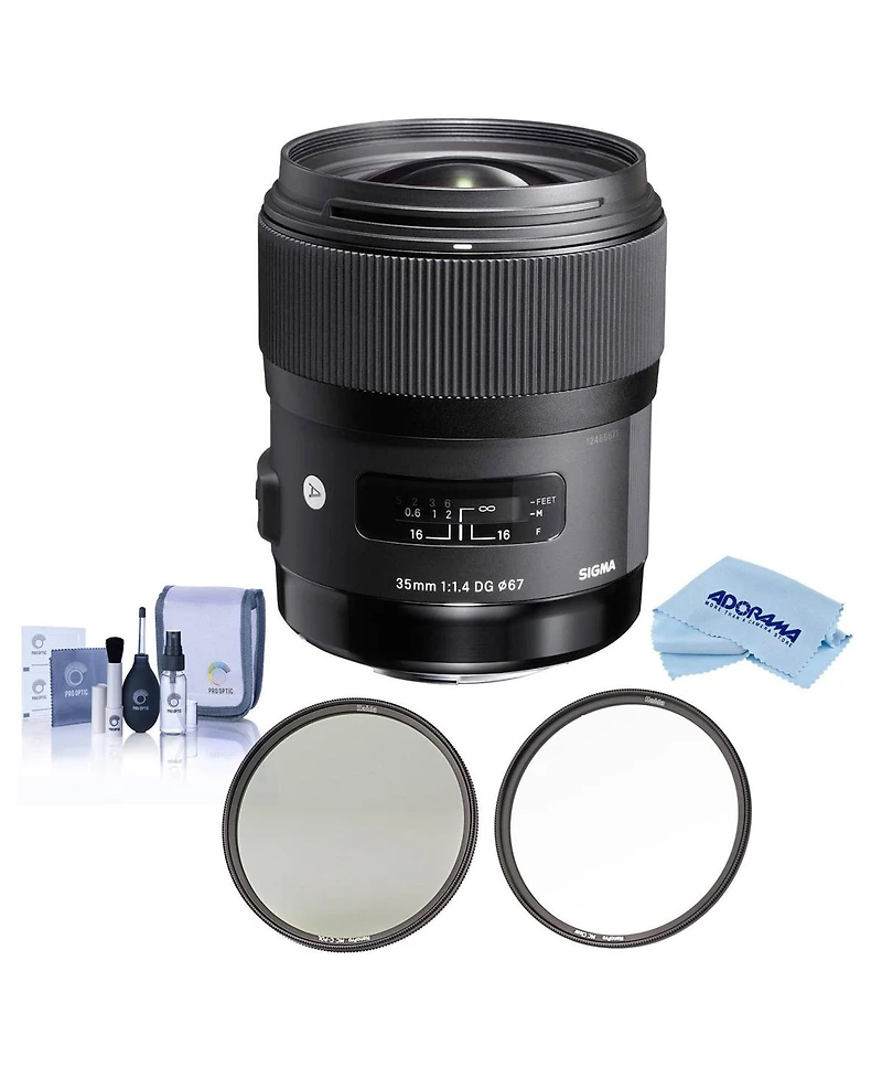 Sigma 35mm f/1.4 Dg Hsm Art Lens for Nikon F, Bundle with 67mm NanoPro Magnetic Circular Polarizer Filter with Adapter Ring, Clear Filter Kit,