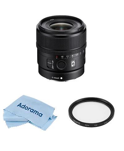 Sony E 15mm f/1.4 G Lens, Bundle with ProOptic 55mm Multi Coated Uv Slim Filter, Cleaning Kit