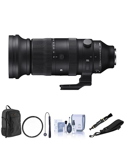 Sigma 60-600mm f/4.5-6.3 Dg Dn Os Sports Lens for Sony E Bundle with 105mm Mc Clear Filter, Backpack, Camera Strap, Lens Cleaner, Cleaning Kit, Lens C