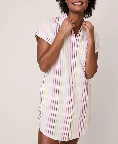 UNTUCKit Women's Cotton Stretch Short Sleeve Stripe Eleanor Dress