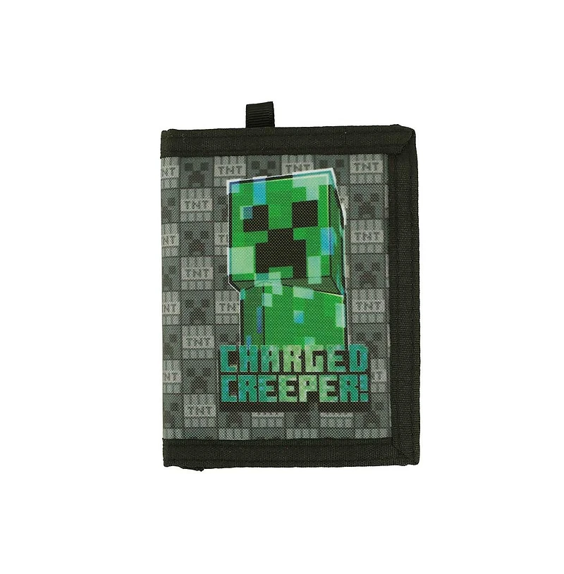Minecraft Boys Charged Creeper Youth 2-Pack Curved Bill Snapback Hat & Bi-Fold Wallet Combo Set