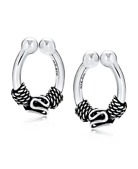 Bling Jewelry Bali Style Tribal Swirl Cartilage Ear Stud Oxidized Sterling Silver Hoop