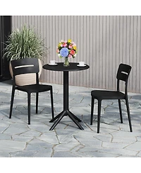 3-Piece Outdoor Resin Patio Bistro Set with Stackable Dining Chairs