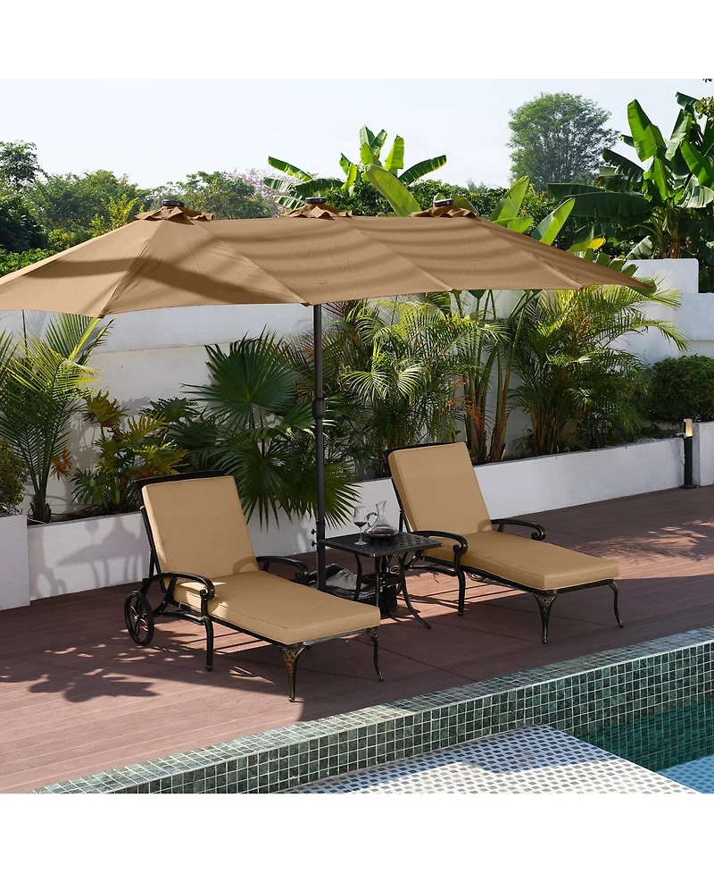 Mondawe Outdoor Cast Aluminum Chaise Lounge Chair with Wheel and Cushion