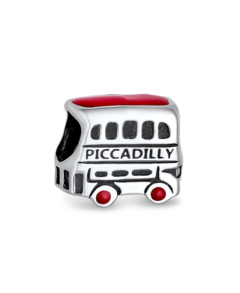 Bling Jewelry Set of 2 London Big Ben and Double Decker Bus Charm Bead Sterling Silver